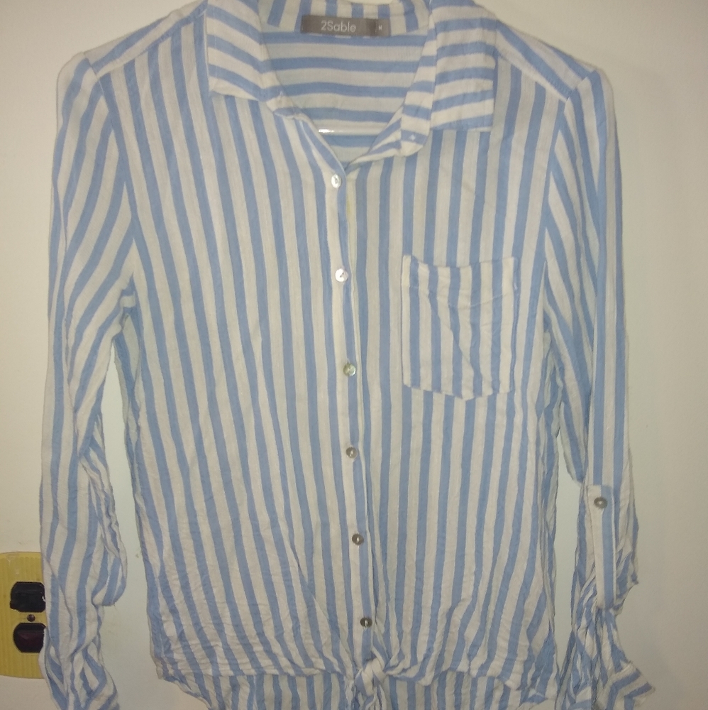Blue and white stripe top